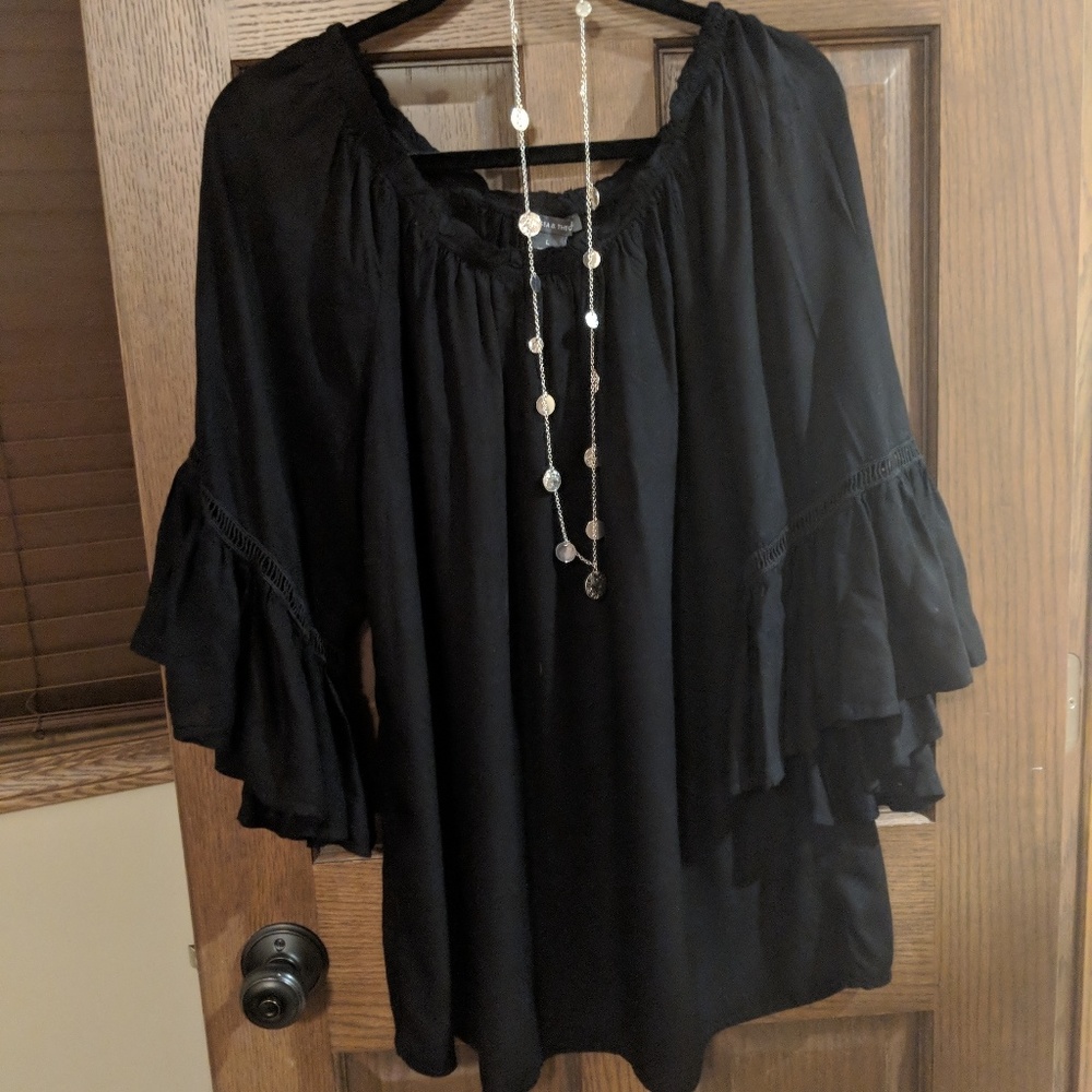 Black off the shoulder top